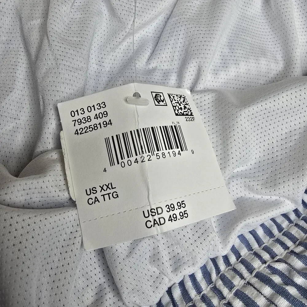 American Eagle Swim Trunks Mens XXL Blue White Stripe Seersucker 5